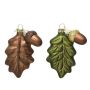 Stiklinis eglutės žaisliukas lapas su gile DECORIS 120508