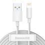 Adapteris BASEUS USB Type A M, Lightning M, 1.5m, baltas