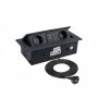 Įmontuojamas ilgintuvas Design Light, 2 vietos, 2USB, 3 m