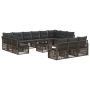 Sodo Sofų Rinkinys 14 pcs Pilka poliratanas