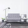 Dvivietė sofa su porankiais, šviesiai pilka, plienas ir audinys