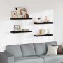 Pakabinamos lentynos, 4vnt., juodos, 80x23,5x3,8cm, MDF