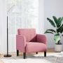 Sofa-kėdė su porankiais, rožinė, 54 cm, aksomas