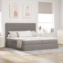 Lova su LED juostelių žibintais Taupe 180 x 200 cm audinys