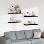 Pakabinamos lentynos, 4vnt., juodos, 80x23,5x3,8cm, MDF