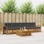 Lauko sofos komplektas su pagalve 5 pcs Natūralus ir antracitas