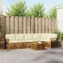 Sofų komplektai su pagalve 7 pcs Natūralus ir grietinėlė