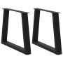 Kavos staliuko kojelės, V formos, 2 vnt., juodos, 60x(42-43,3) cm, plienas