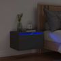 Prie sienos montuojama naktinė spintelė su LED, juoda