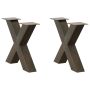 Kavos staliuko kojelės, X formos, 2 vnt., natūralus plienas, 50x(42-43) cm, plienas