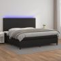 Lova su spyruoklėmis/čiužiniu/LED, juoda 200x200cm dirbtinė oda