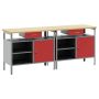 Darbastalio komplektas 2 pcs Raudona ir pilka 200 x 55 x 85 cm