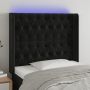 Galvūgalis su LED, juodos spalvos, 103x16x118/128cm, aksomas