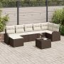 Sodo Sofų Rinkinys su pagalve 8 pcs Ruda Poli ratanas