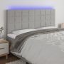 Galvūgalis su LED, šviesiai pilkas, 160x5x118/128cm, audinys