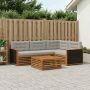 Lauko sofos komplektas 5 pcs Natūrali ir šviesiai pilka