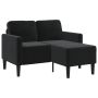 Dvivietė sofa su šezlongu, L formos, juoda, 125 cm, aksominis