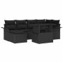 Sodo Sofų Rinkinys su pagalve 7 pcs Juoda Poli ratanas