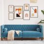 Dvivietė chesterfield sofa su pagalvėlėmis, mėlyna, aksomas
