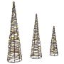 Kalėdų eglutė 3 pcs Šilta balta 20 x 20 x 80 cm Ratanas