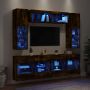 Sieninės TV spintelės su LED lemputėmis, 6vnt., dūminės ąžuolo