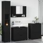 Vonios baldų rinkinys 4 pcs Juoda Inžinerinė mediena ir metalas