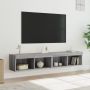 TV spintelės su LED, 2vnt., pilkos ąžuolo, 80x30x30cm