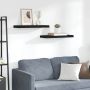 Pakabinamos lentynos, 2vnt., juodos, 60x23,5x3,8cm, MDF