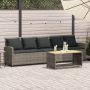 Sodo sofa, 5 vietų, su pagalvėlėmis, pilka, poliratanas