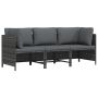 Trivietė sodo sofa su pagalvėlėmis, pilkos spalvos, poliratanas