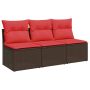 Sodo sofa su pagalvėlėmis, 3 sėdimos vietos, ruda, polirotangas