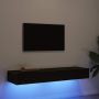 TV spintelės su LED lemputėmis, 2 vnt., juodo ąžuolo spalvos, 60x35x15,5 cm