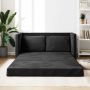 Grindų sofa-lova, 2-1, juodos spalvos, 122x204x55cm, aksomas