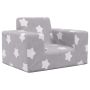 Vaikiška sofa, šviesiai pilka, minkštas pliušas, su žvaigždėmis