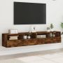 Sieninės TV spintelės, 2vnt., dūminės, 80x30x30cm, mediena