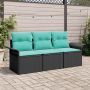 Sodo Sofų Rinkinys su pagalve 3 pcs Juoda Poli ratanas