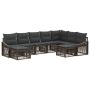 Sodo Sofų Rinkinys 9 pcs Pilka poliratanas