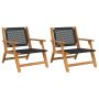 Sodo baldai 2 pcs Juoda 67 x 78 x 73 cm Kietos akacijos mediena