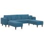 Sofa su pagalve 3 pcs Mėlyna Aksomas