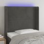 Galvūgalis su LED, tamsiai pilkas, 103x16x118/128cm, aksomas