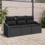 Sodo Sofų Rinkinys su pagalve 3 pcs Juoda poliratanas