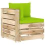 Modulinė kampinė sofa su pagalvėmis, žaliai impregnuota mediena