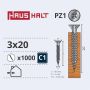 Medsraigčiai Haushalt, 3 x 20 mm, ZN, PZ1, 1000 vnt.