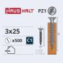 Medsraigčiai Haushalt, 3 x 25 mm, ZN, PZ1, 500 vnt.