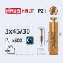 Medsraigčiai Haushalt, 3 x 45/30 mm, ZN, PZ1, 500 vnt.