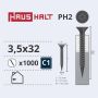 Medsraigčiai Haushalt, 3,5 x 32 mm, PH2, 1000 vnt.