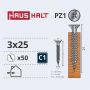 Medsraigčiai Haushalt, 3 x 25 mm, ZN, PZ1, 50 vnt.