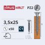 Medsraigčiai Haushalt, 3,5 x 25 mm, ZN, PZ2, 50 vnt.