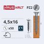 Medsraigčiai Haushalt, 4,5 x 16 mm, ZN, PZ2, 50 vnt.
