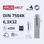 Savisriegiai Haushalt, DIN 7504K, 6,3 x 32 mm, 250 vnt.